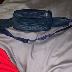 Blue Genuine Leather Fanny Pack.